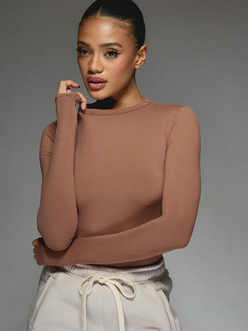 MISSGUIDED Jersey Round Neck Long Sleeves Bodysuit