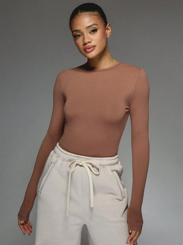 MISSGUIDED Jersey Round Neck Long Sleeves Bodysuit