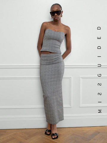 MISSGUIDED Jersey Suit Fabric Pensil Skirt
