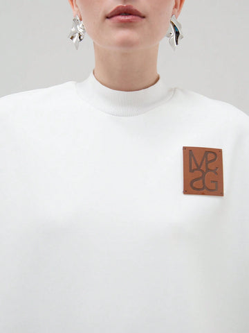 Logo Branding Patch Front Polo Neck Dropped Sleeve Oversized T Shirt