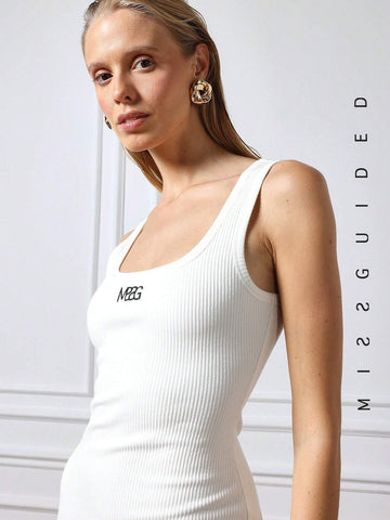 MISSGUIDED Logo Ribbed Tank Mini Dress
