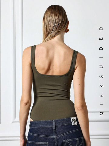 MISSGUIDED Logo Square Neck Tank Bodysuit