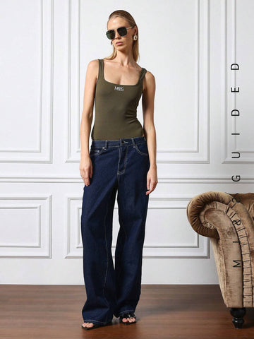 MISSGUIDED Logo Square Neck Tank Bodysuit