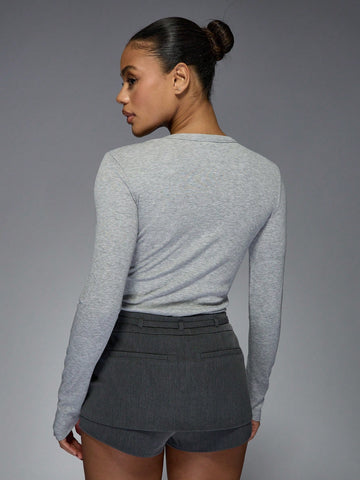 MISSGUIDED Long Sleeve Round Neck Bodysuit
