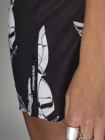 MISSGUIDED Missguided x Playboy Bunny All Over Print Boat Neck Sleeveless Sheath Mini Dress