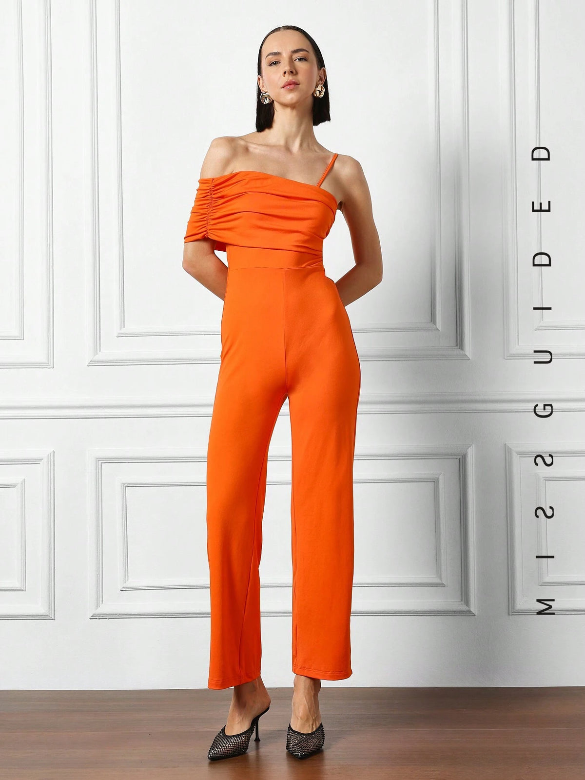MISSGUIDED One Shoulder Straight Leg Jumpsuit