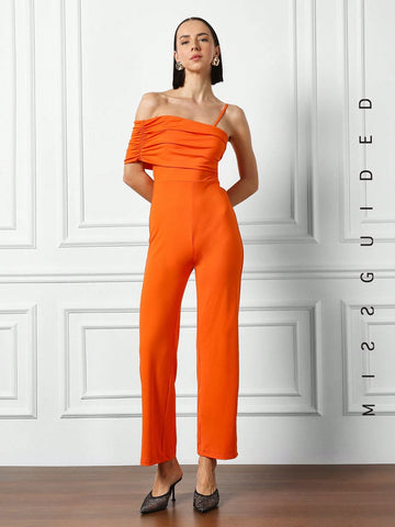 MISSGUIDED One Shoulder Straight Leg Jumpsuit
