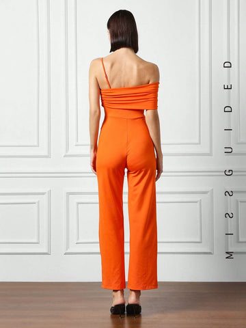 MISSGUIDED One Shoulder Straight Leg Jumpsuit