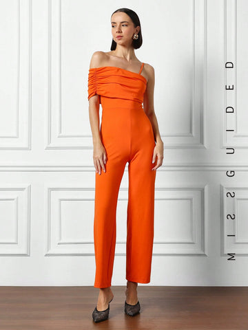 MISSGUIDED One Shoulder Straight Leg Jumpsuit