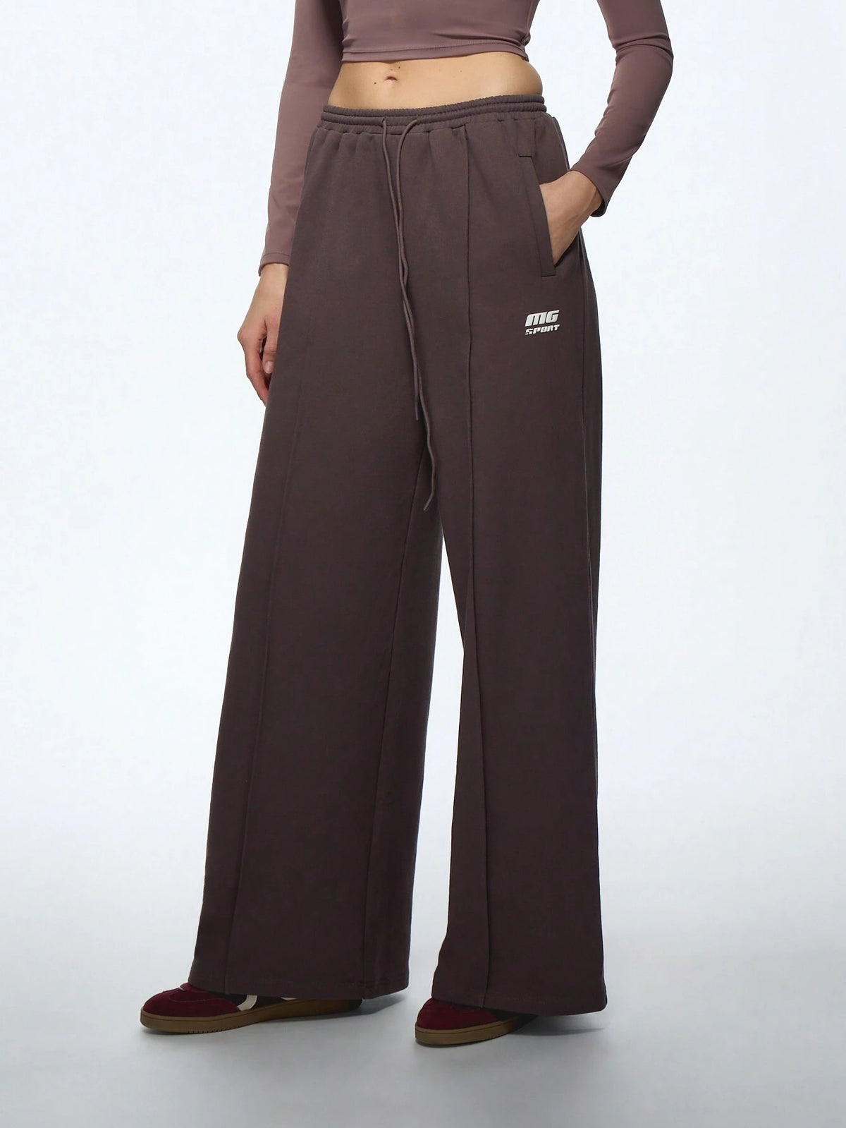 MISSGUIDED Pin Tuck Wide Leg Sweatpants With Drawstring