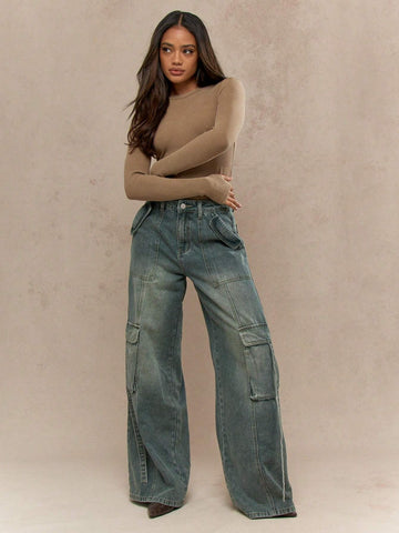 MISSGUIDED Ribbed Crew Neck Long Sleeves Bodysuit