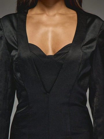 MISSGUIDED Satin Cup Detail Corset Lapel Collar Blazer Mini Dress