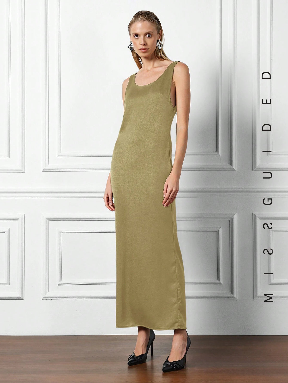 Neck Low Back Loose Fit Maxi Dress