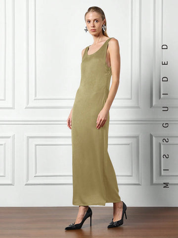 Neck Low Back Loose Fit Maxi Dress