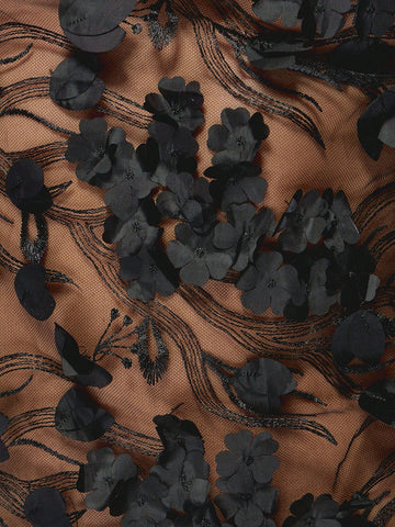 MISSGUIDED Sheer 3D Leaf Embroidery Cowl Neck Spaghetti Strap Bodycon Mini Dress