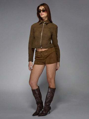 MISSGUIDED Suede Low Rise Micro Shorts