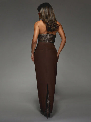 MISSGUIDED Tailored Back Slit Maxi Skirt