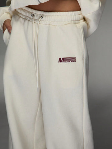 MISSGUIDED Wide Leg Sweatpants With Side Graphic Rubber Print