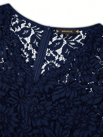 MIUSOL Bridesmaid Dress With Lace Ruffle Hem And Irregular Hemline