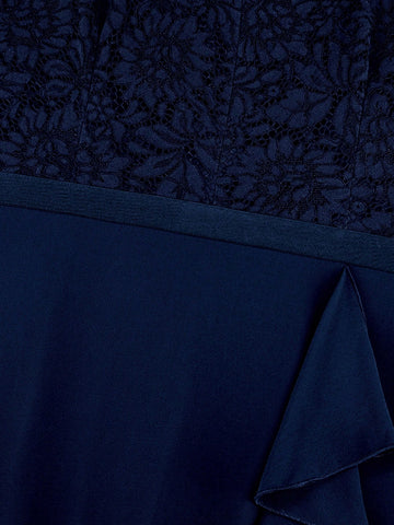 MIUSOL Bridesmaid Dress With Lace Ruffle Hem And Irregular Hemline