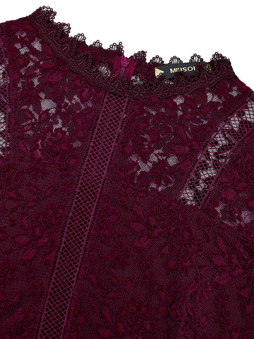 MIUSOL Contrast Lace Fold Pleated Chiffon Formal Gown