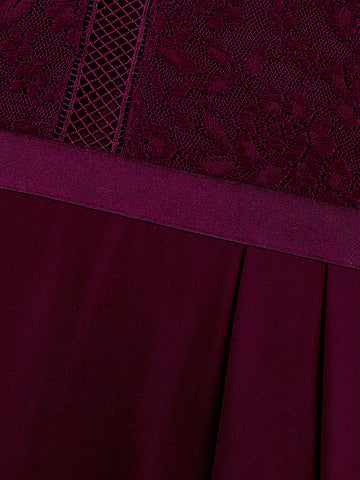 MIUSOL Contrast Lace Fold Pleated Chiffon Formal Gown