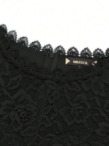 MIUSOL Lace Panel High Low Hem Chiffon Bridesmaid Dress