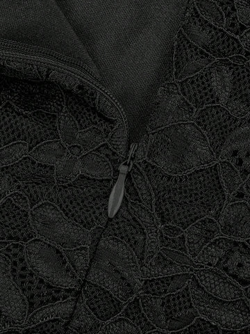 MIUSOL Lace Panel High Low Hem Chiffon Bridesmaid Dress