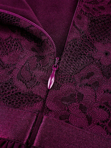 MIUSOL Mock Neck Lace Bodice Zip Back Prom Dress