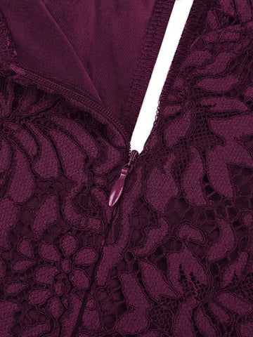 MIUSOL Ribbon Detail Contrast Lace Bodice Chiffon Formal Maxi Dress
