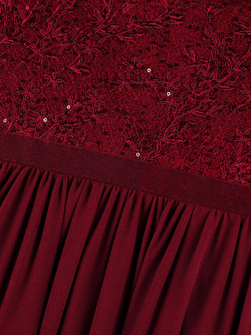 MIUSOL Sequin Insert Contrast Lace Maxi Formal Dress