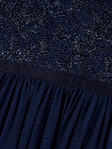 MIUSOL Sequin Insert Contrast Lace Maxi Formal Dress