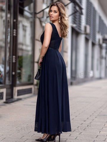 MIUSOL Sequin Insert Contrast Lace Maxi Formal Dress