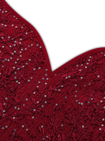 MIUSOL Sequin Insert Contrast Lace Maxi Formal Dress