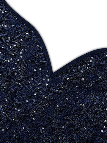 MIUSOL Sequin Insert Contrast Lace Maxi Formal Dress