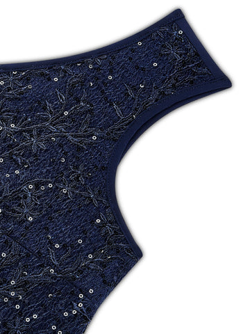 MIUSOL Sequin Insert Contrast Lace Maxi Formal Dress