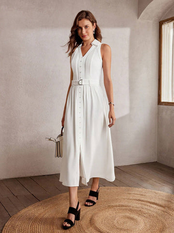 MOTF Classy CLASSY BUTTON FRONT SPLIT HEM DRESS
