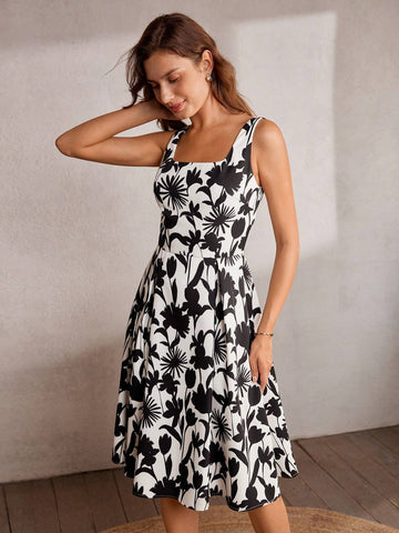 MOTF Classy CLASSY FLORAL PRINT A LINE TANK DRESS