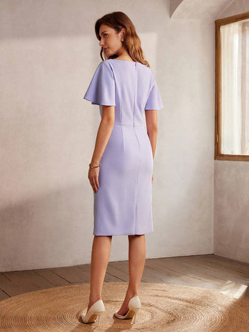 MOTF Classy CLASSY SOLID FLOUNCE SLEEVE RUCHED DRESS
