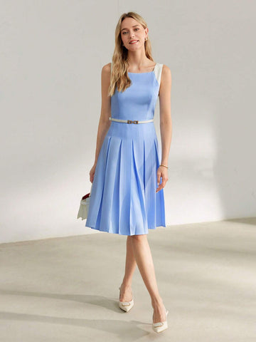 MOTF Classy COLORBLOCK PLEATED HEM TANK DRESS
