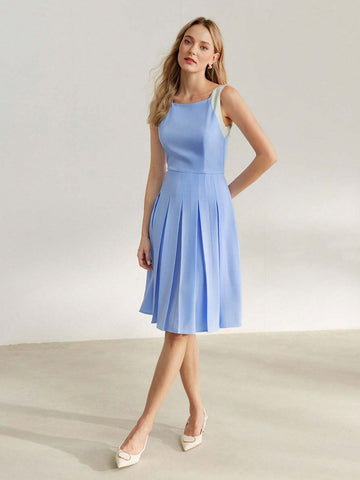 MOTF Classy COLORBLOCK PLEATED HEM TANK DRESS