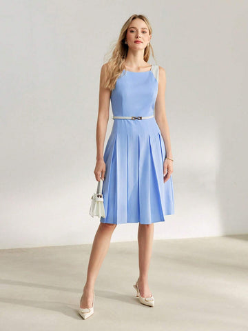 MOTF Classy COLORBLOCK PLEATED HEM TANK DRESS