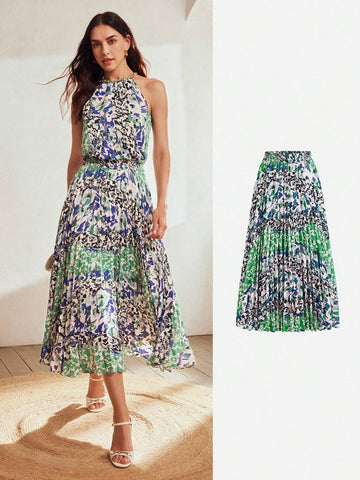 MOTF Classy MIXED PRINT PAPERBAG WAIST PLEATED SKIRT