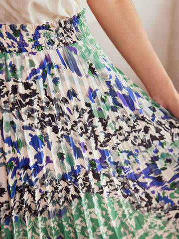 MOTF Classy MIXED PRINT PAPERBAG WAIST PLEATED SKIRT
