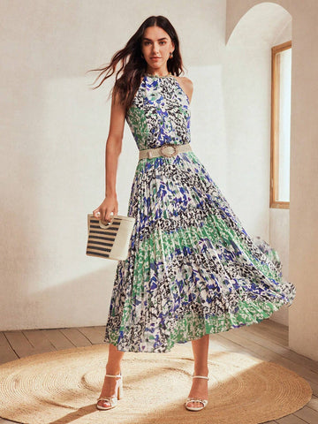 MOTF Classy MIXED PRINT PAPERBAG WAIST PLEATED SKIRT