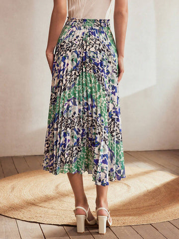 MOTF Classy MIXED PRINT PAPERBAG WAIST PLEATED SKIRT