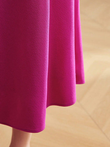 MOTF Classy SOLID V-NECK FLARE HEM DRESS WITHOUT BELT