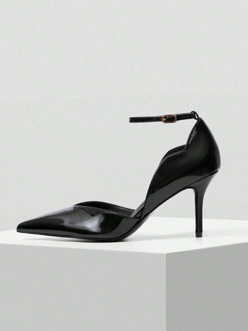 2024 NEW ONE-STRAP PATENT LEATHER STILETTO HEEL HOLLOW SEXY VERSATILE