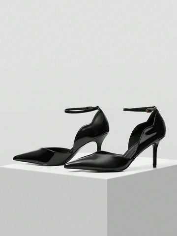 2024 NEW ONE-STRAP PATENT LEATHER STILETTO HEEL HOLLOW SEXY VERSATILE