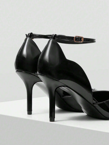2024 NEW ONE-STRAP PATENT LEATHER STILETTO HEEL HOLLOW SEXY VERSATILE